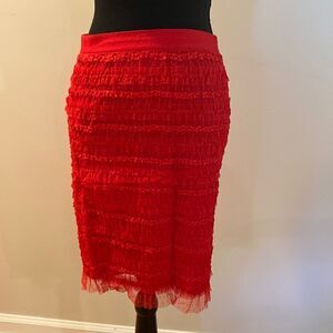 Red Givenchy layered tulle skirt